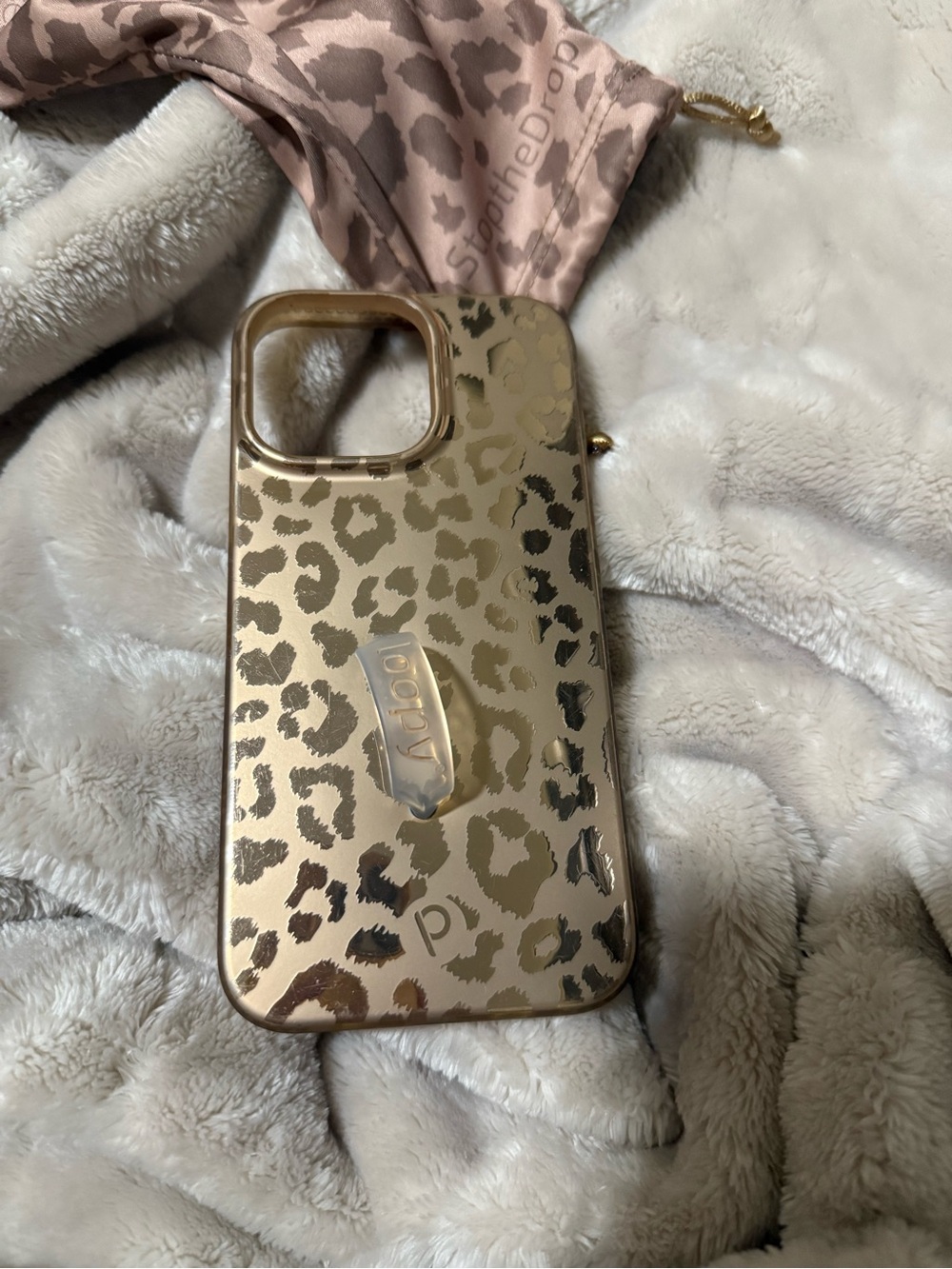 loopy iphone 14pro max case Gold Leopard Print